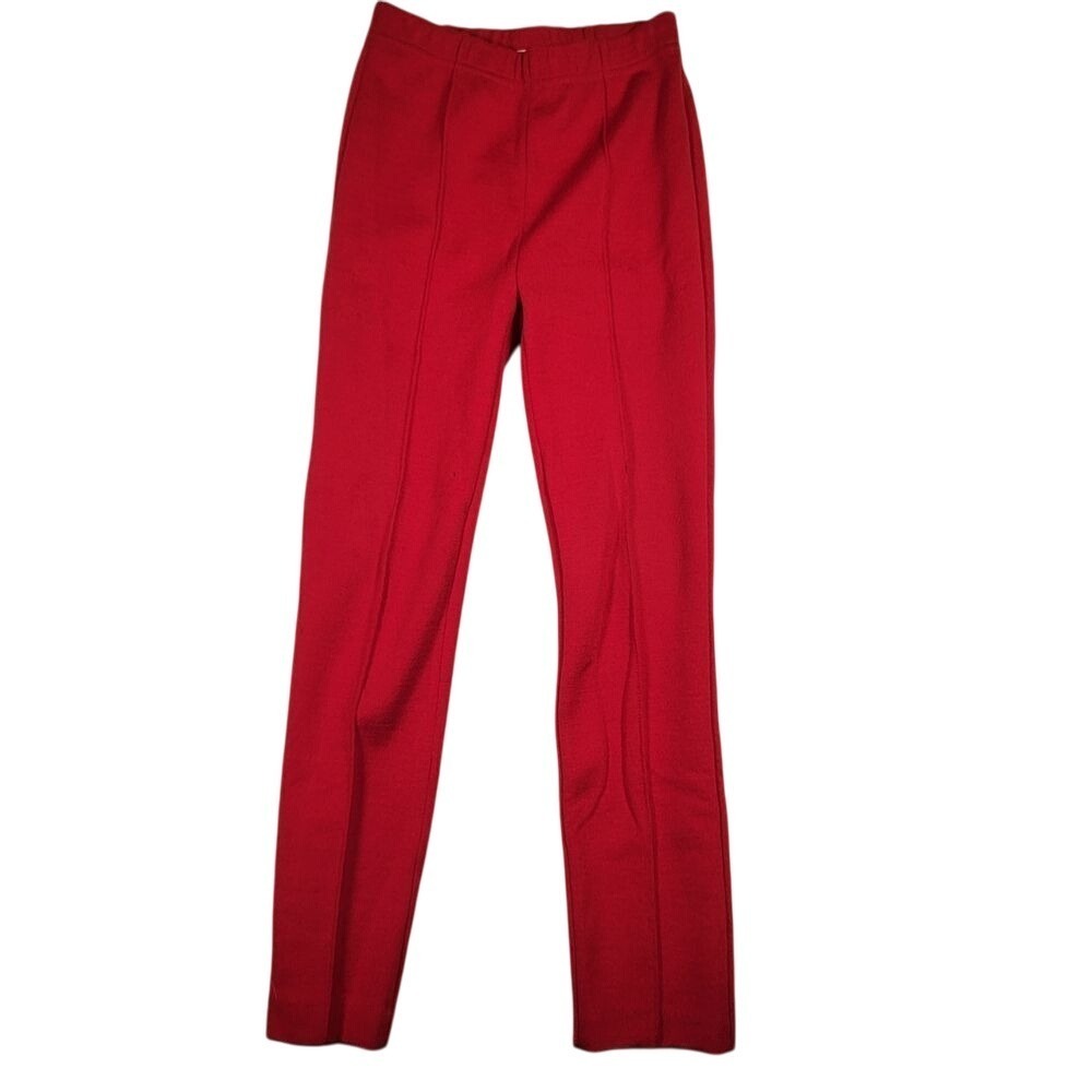 St. John Collection Women's Wool Blend Pants Sz XP Red Pull On Stretch READ DESC